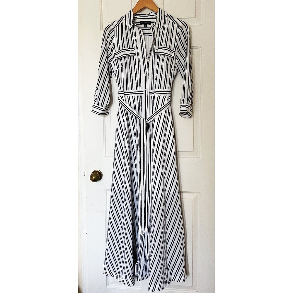 NWOT Banana Republic Black and White Stripe Maxi Shirt Dress